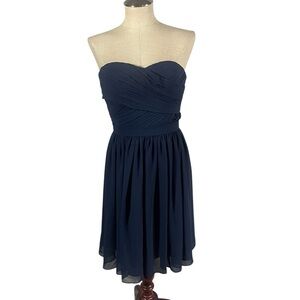 NWT Bill Levkoff Strapless Navy Fit Flare Dress Size 8